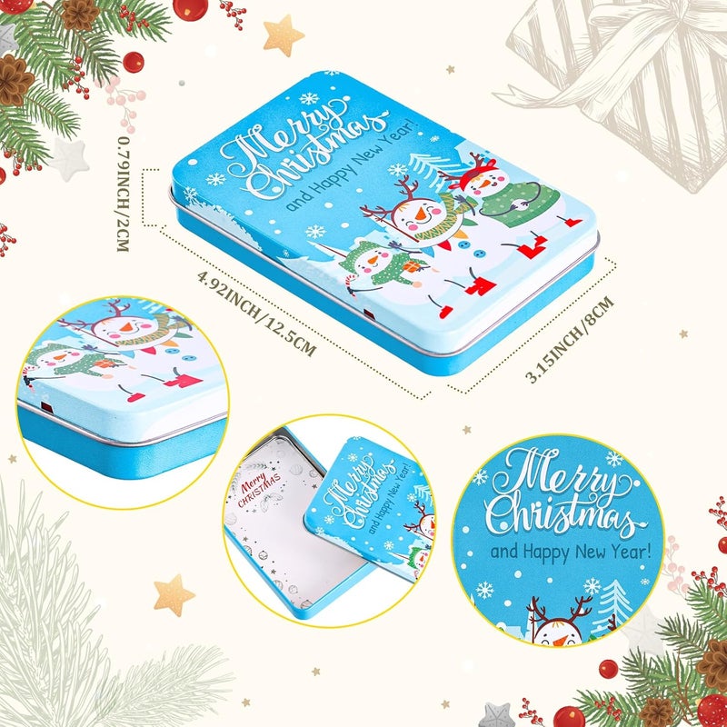 Thuodo 24 PCS Christmas Gift Card Tin Holder Boxes with Lids for Christmas Holiday Gift Box Set Metal Tin Small Boxes Stocking Stuffers Xmas Party Favors - Image 3